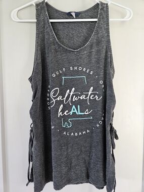 Gulf Shores Orange Beach Fort Morgan Saltwater Heals Lace Up Side Tank Top